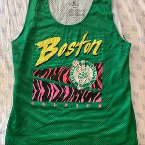 Barely warn Celtics jersey.